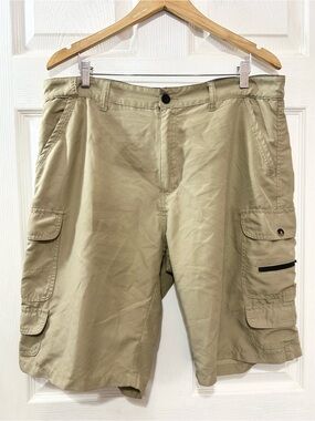 Denali Men’s Khaki Cargo Shorts Size 36 Lightweight Multi-Pocket Outdoor
